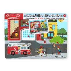 Vehicle & Train Puzzles>Melissa & Doug Around the Fire Station Sound Puzzle - 8 Pieces
