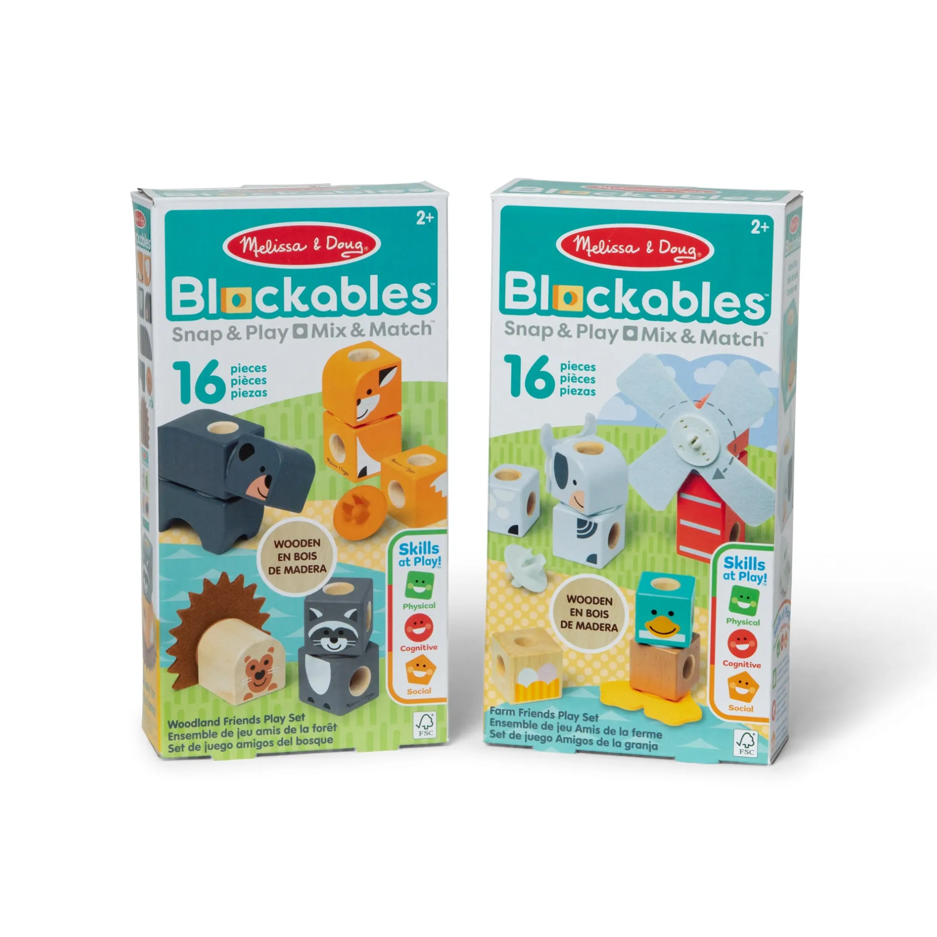 Colors & Shapes>Melissa & Doug Blockables™ Play Sets Farm Friends and Woodland Friends 2-Pack Bundle