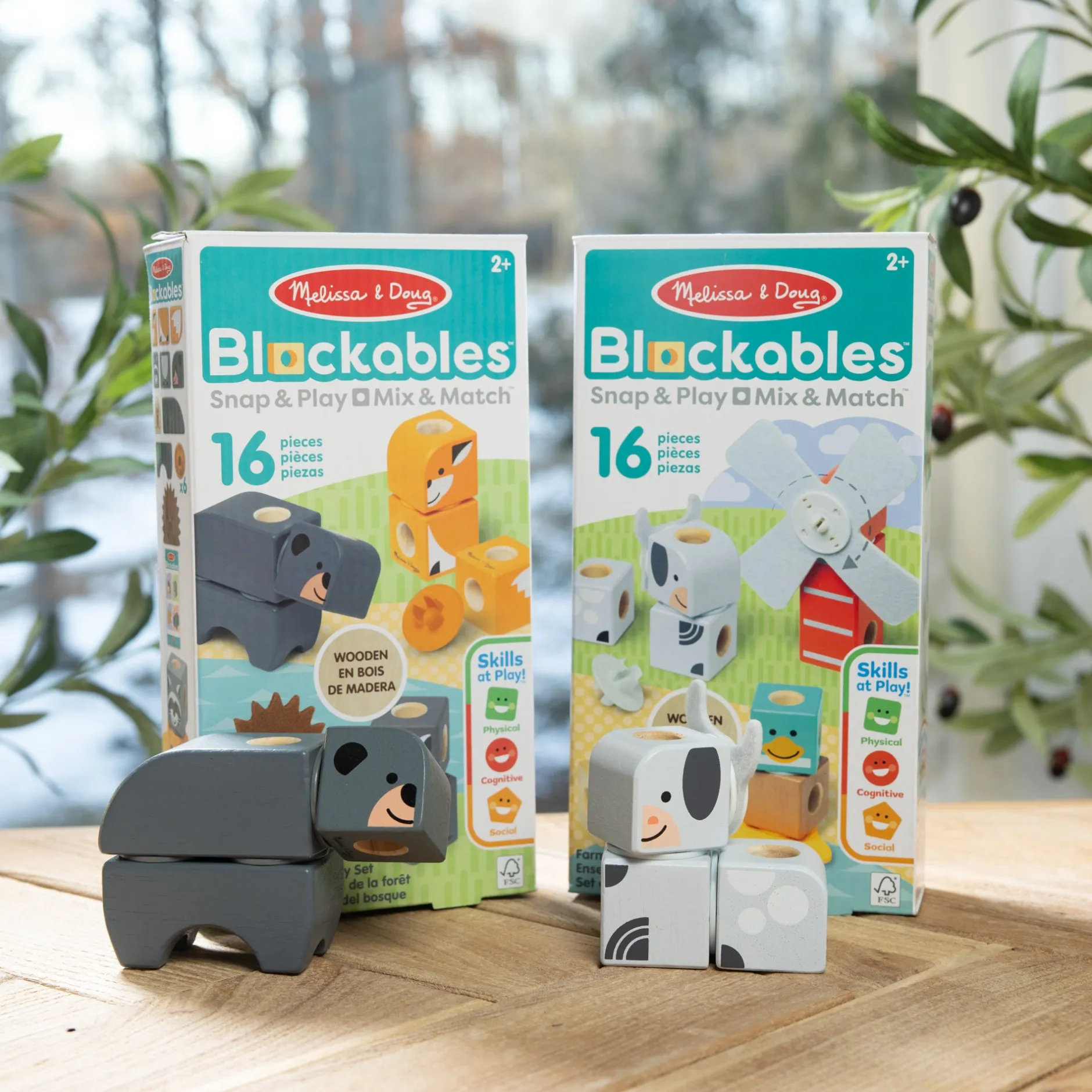 Colors & Shapes>Melissa & Doug Blockables™ Play Sets Farm Friends and Woodland Friends 2-Pack Bundle