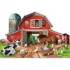Animals & Nature Puzzles>Melissa & Doug Busy Barn Shaped Floor Puzzle - 32 Pieces