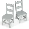 Furniture>Melissa & Doug Child’s Wooden Chair Pair – Gray