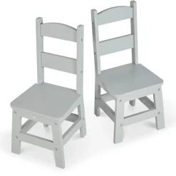 Furniture>Melissa & Doug Child’s Wooden Chair Pair – Gray