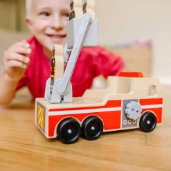 Vehicles & Trains>Melissa & Doug Classic Wooden Fire Truck Play Set