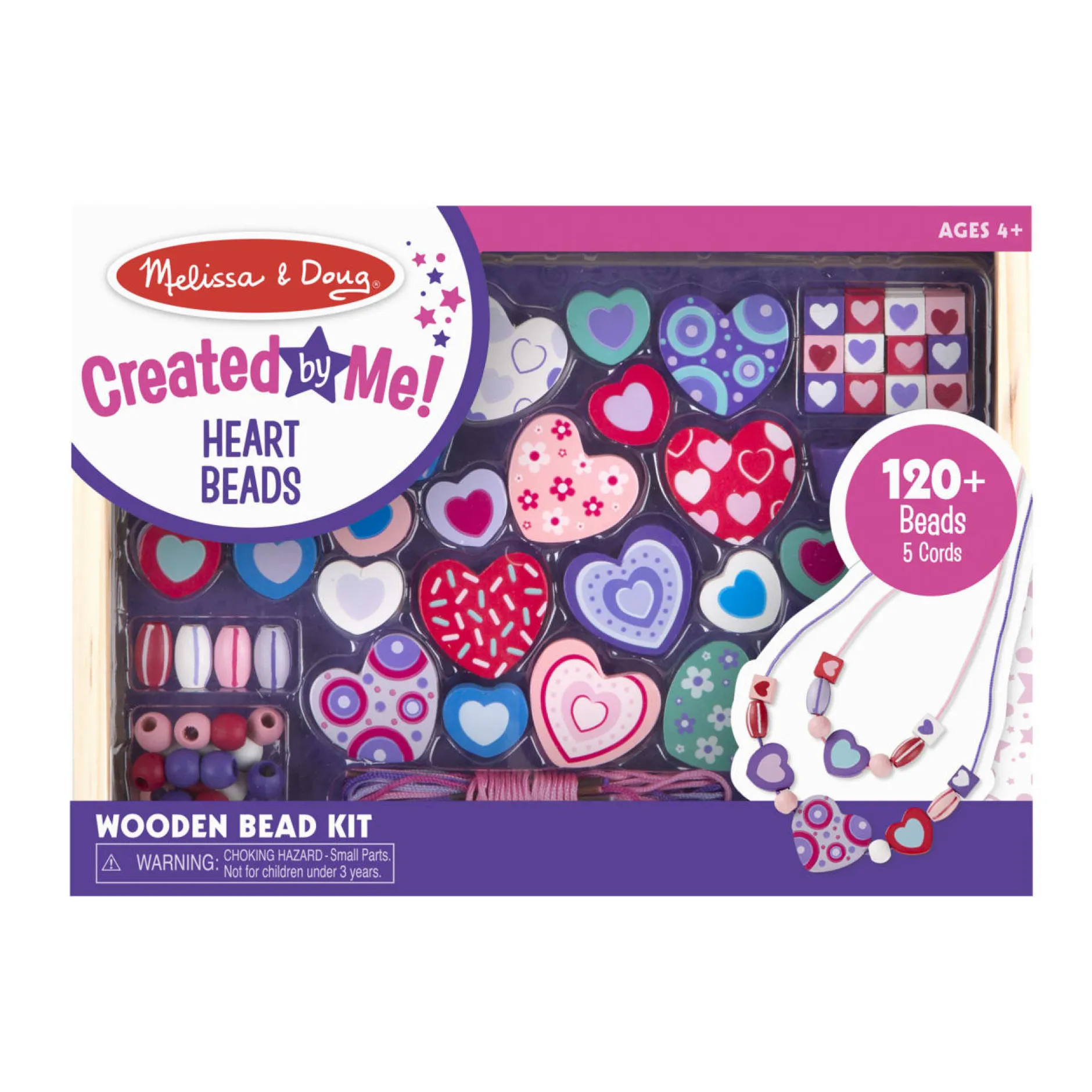 Craft & Stamp Kits>Melissa & Doug Created by Me! Heart Beads Wooden Bead Kit