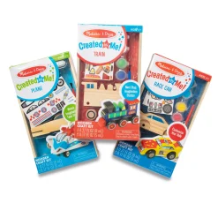 Craft & Stamp Kits>Melissa & Doug Createed by Me!™ Vehicle Craft Kit 3-Pack: Plane, Train, Race Car