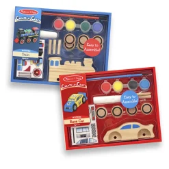 Craft & Stamp Kits>Melissa & Doug Decorate-Your-Own Wooden Train and Race Car Craft Kit
