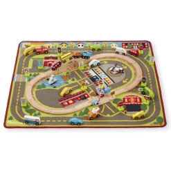 Vehicles & Trains>Melissa & Doug Deluxe Multi-Vehicle Activity Rug Play Set
