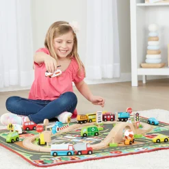 Vehicles & Trains>Melissa & Doug Deluxe Multi-Vehicle Activity Rug Play Set