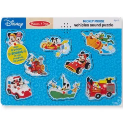 Vehicle & Train Puzzles>Melissa & Doug Disney Mickey Mouse & Friends Vehicles Sound Puzzle - 8 Pieces