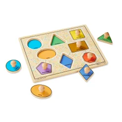 Colors & Shape Puzzles|Colors & Shapes>Melissa & Doug Geometric Shapes Deluxe Jumbo Peg Puzzle - 8 Pieces