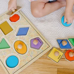 Colors & Shape Puzzles|Colors & Shapes>Melissa & Doug Geometric Shapes Deluxe Jumbo Peg Puzzle - 8 Pieces