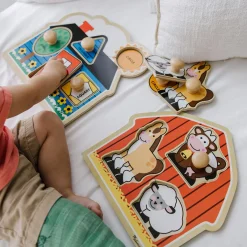 Animals & Nature Puzzles|Colors & Shapes>Melissa & Doug Jumbo Knob Wooden Puzzles Bundle - Shapes and Barn