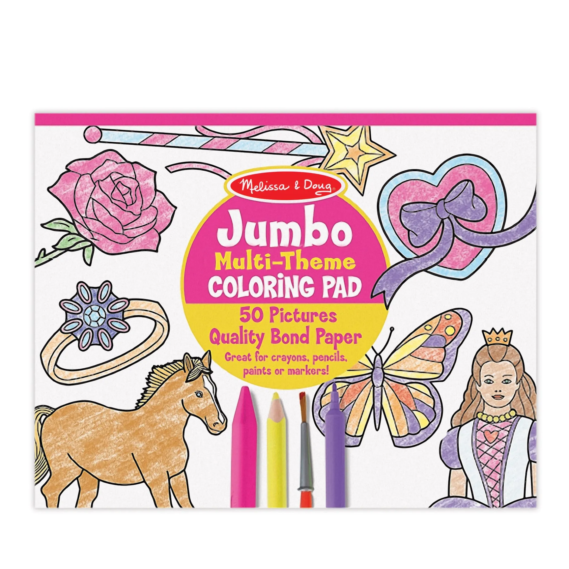 Activity Books>Melissa & Doug Jumbo 50-Page Kids' Coloring Pad - Horses, Hearts, Flowers, and More