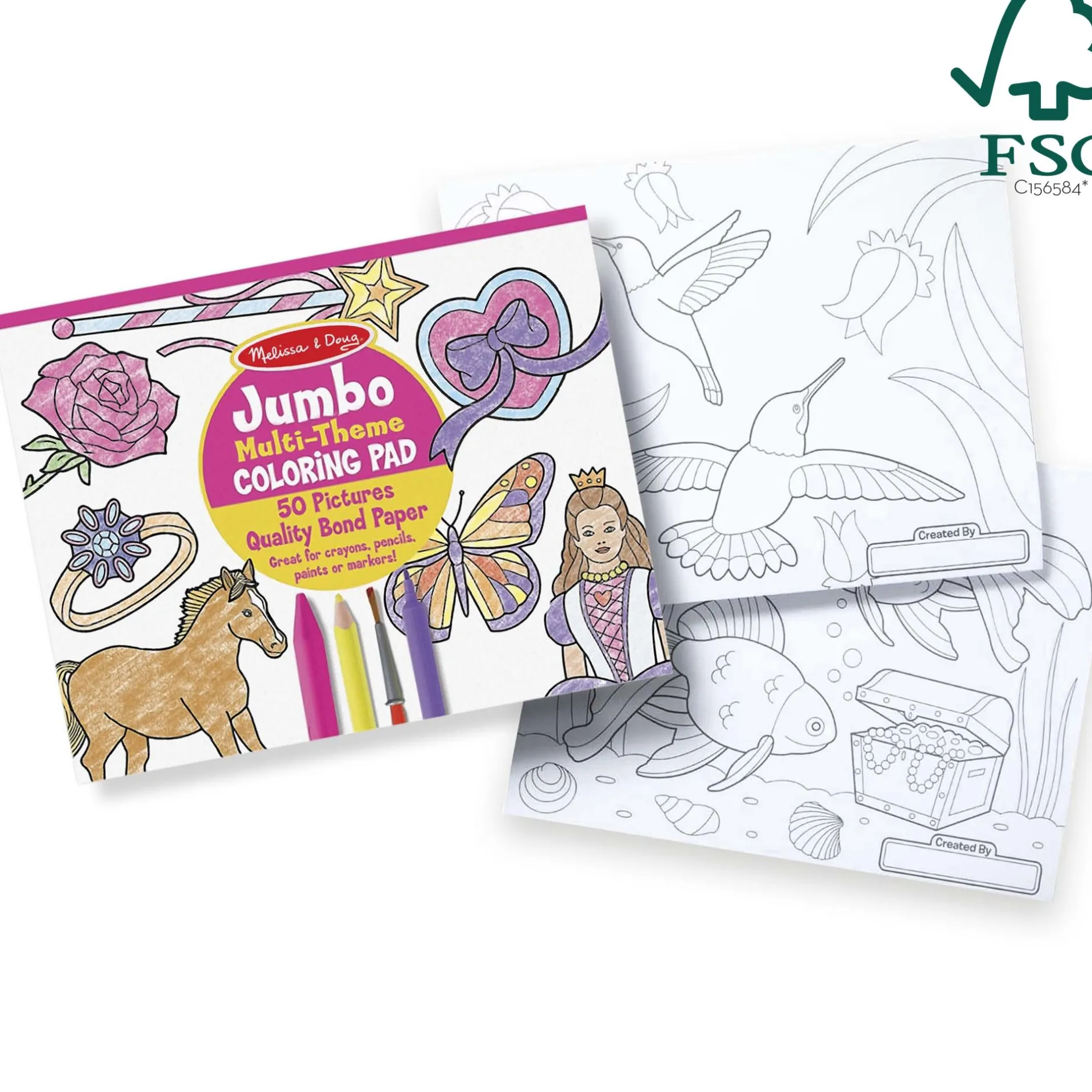Activity Books>Melissa & Doug Jumbo 50-Page Kids' Coloring Pad - Horses, Hearts, Flowers, and More