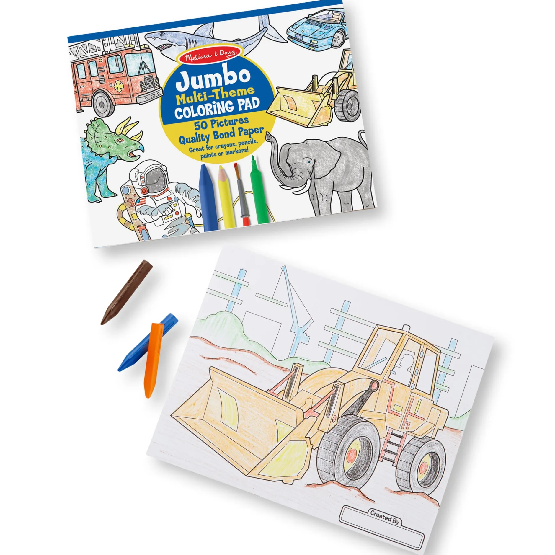 Activity Books>Melissa & Doug Jumbo 50-Page Kids' Coloring Pad - Space, Sharks, Sports, and More