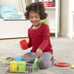Play Food & Play Sets>Melissa & Doug Let's Play House! Wash & Dry Dish Set