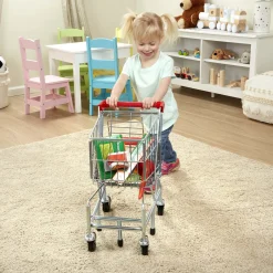 Play Food & Play Sets>Melissa & Doug Metal Grocery Shopping Cart Toy