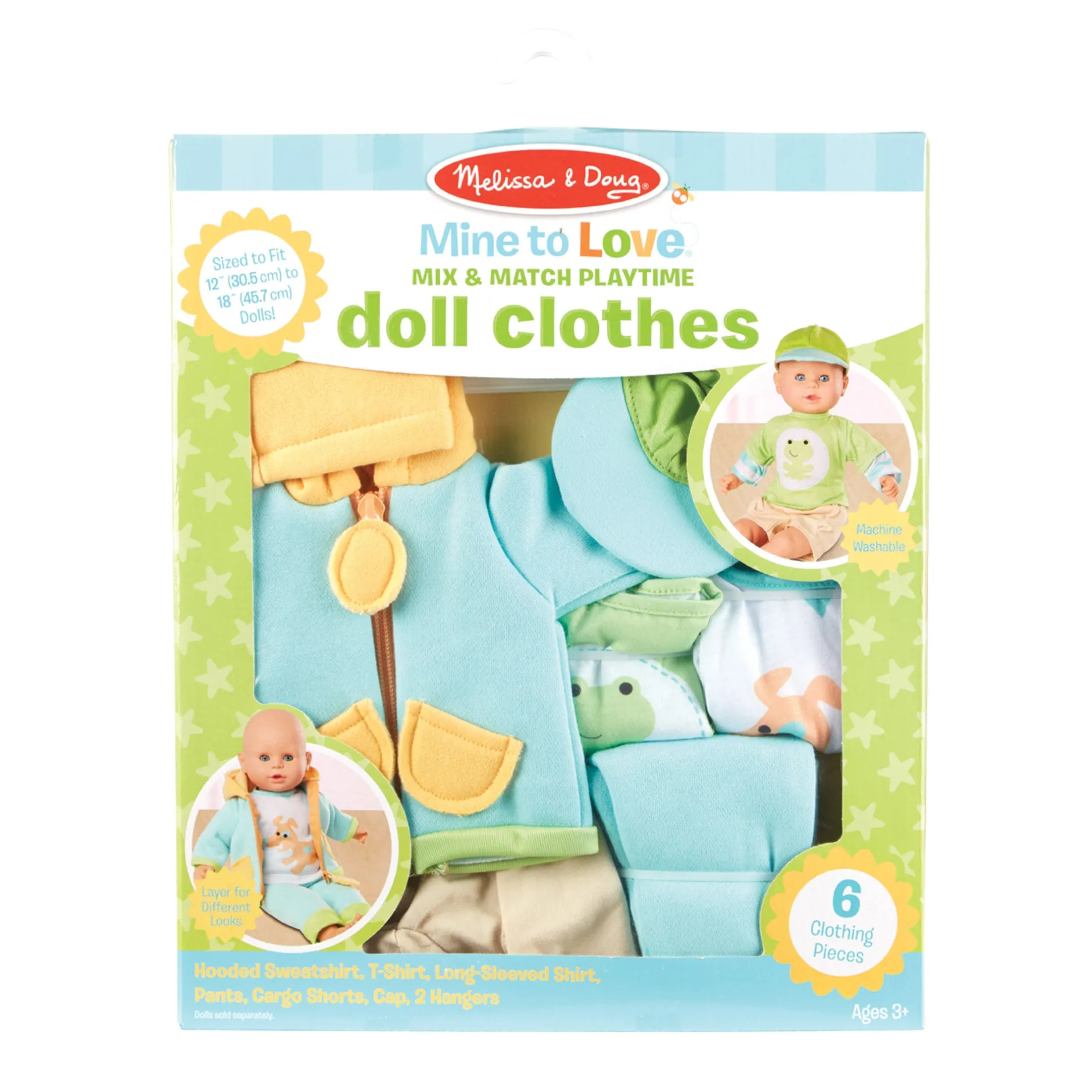 Dolls & Dollhouses>Melissa & Doug Mine to Love Mix & Match Playtime Doll Clothes