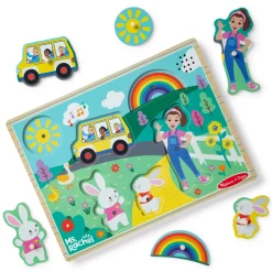 Colors & Shape Puzzles|Colors & Shapes>Melissa & Doug Ms. Rachel™ Wooden Song Puzzle – 6 Pieces