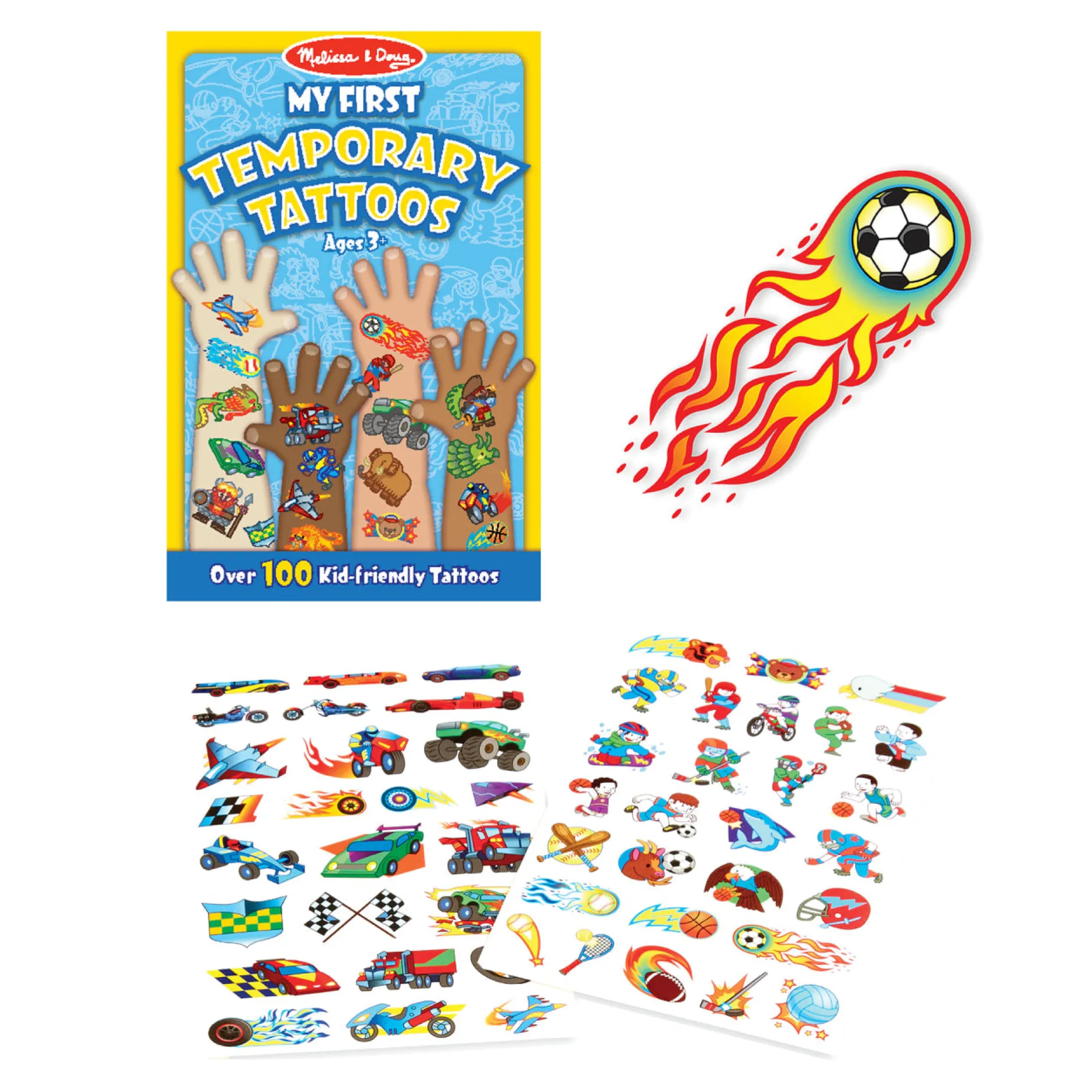 Activity Books>Melissa & Doug My First Temporary Tattoos: 100+ Kid-Friendly Tattoos - Adventure, Creatures, Sports, and More