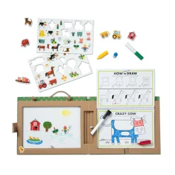 Books>Melissa & Doug Natural Play: Play, Draw, Create Reusable Drawing & Magnet Kit – Farm