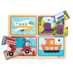 Vehicle & Train Puzzles>Melissa & Doug Natural Play Wooden Puzzle: Ready, Set, Go