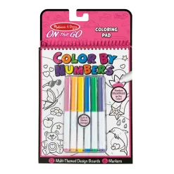 Activity Books>Melissa & Doug On the Go Color by Numbers Kids' Design Boards With 6 Markers - Unicorns, Ballet, Kittens, and More