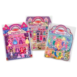 Stickers & Sticker Books>Melissa & Doug Puffy Sticker Bundle - Dress-Up, Princess and Mermaid