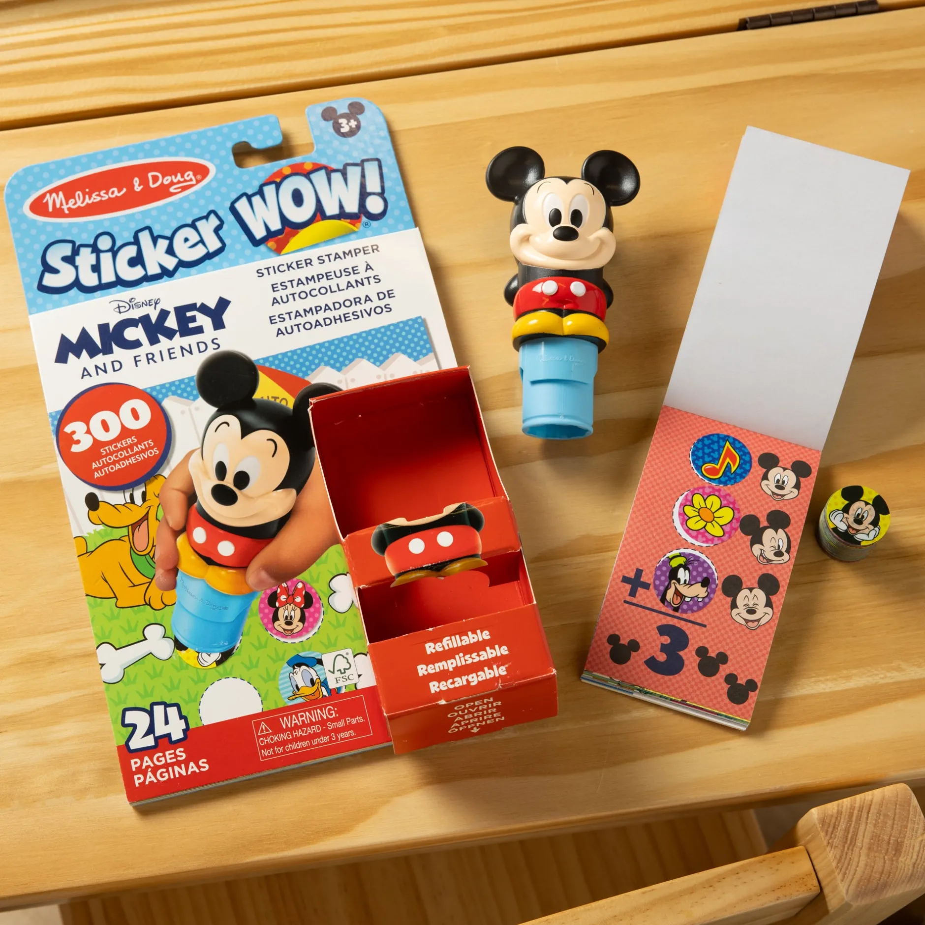 Activity Books>Melissa & Doug Sticker WOW!™ Disney Mickey Mouse Bundle: Activity Pad & Sticker Stamper + Mini Activity Pad and 200 Refill Stickers