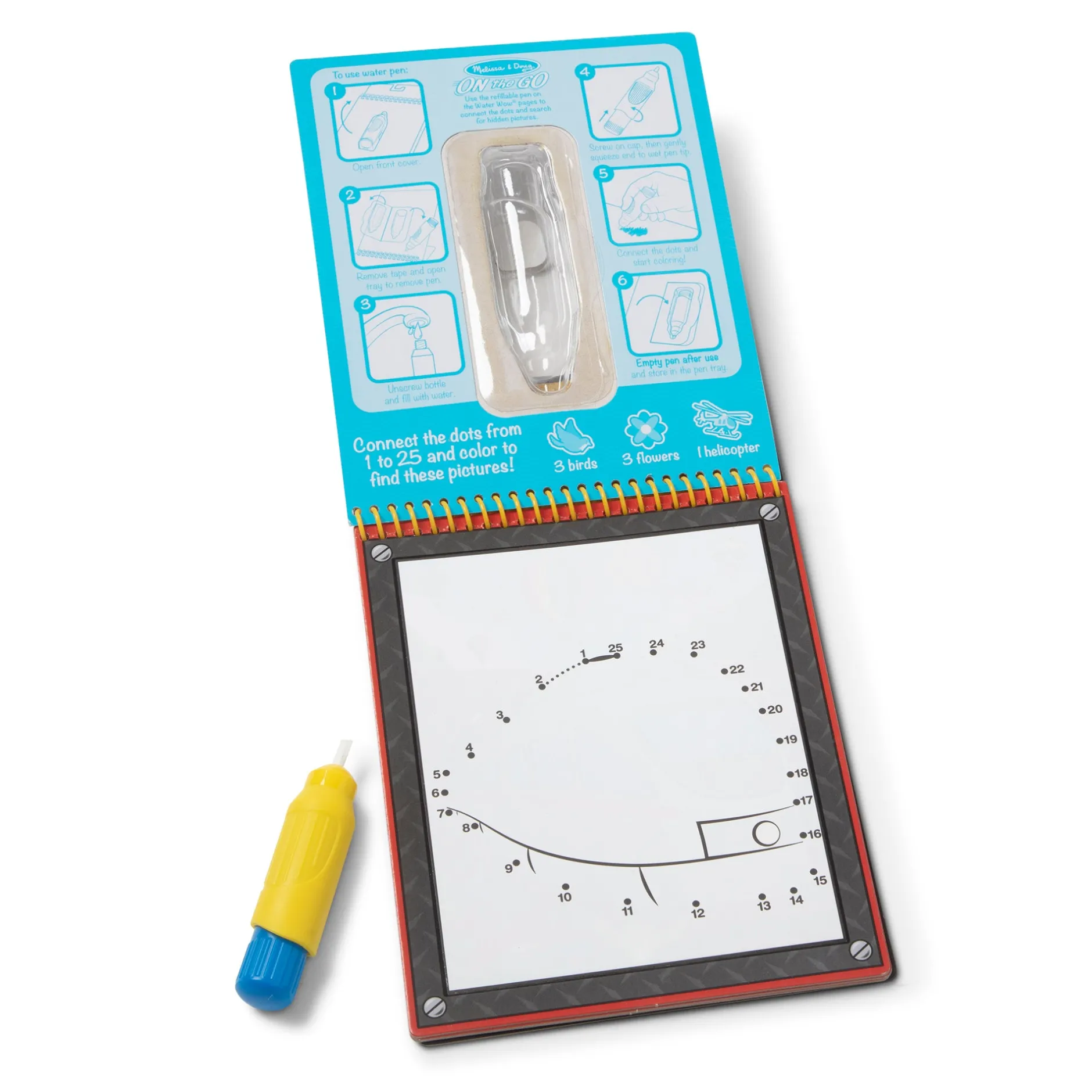 Activity Books>Melissa & Doug Water Wow! Vehicles Connect the Dots Water-Reveal Pad – On the Go Travel Activity