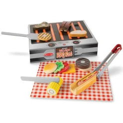 Play Food & Play Sets>Melissa & Doug Wooden Grill & Serve BBQ Set