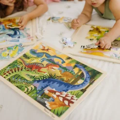 Animals & Nature Puzzles>Melissa & Doug Wooden Jigsaw Puzzle 3-Pack: Dinosaur, African Plains, Under the Sea
