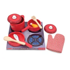 Play Food & Play Sets>Melissa & Doug Wooden Kitchen Accessory Play Set
