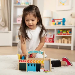 Vehicles & Trains|Motor Skills>Melissa & Doug Wooden Service Station Parking Garage