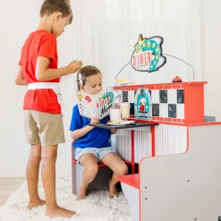 Play Food & Play Sets|Kitchens & Play Centers>Melissa & Doug Wooden Star Diner Restaurant