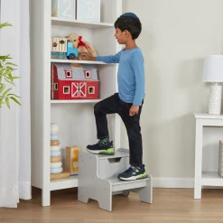 Furniture>Melissa & Doug Wooden Step Stool – Gray