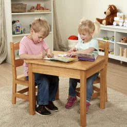 Furniture>Melissa & Doug Wooden Table & Chairs - Natural