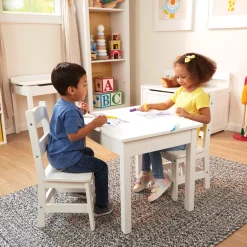 Furniture>Melissa & Doug Wooden Table & Chairs - White